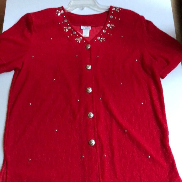 Women Red Set, Studded Top and Short Size Medium - Picture 3 of 10